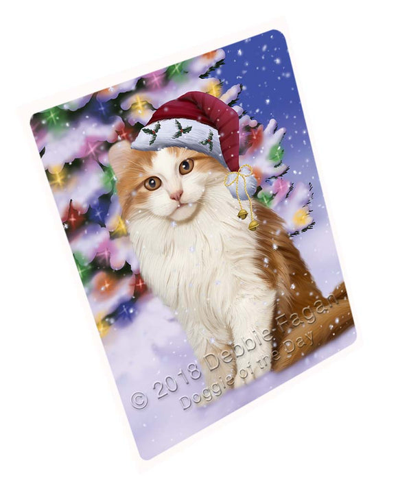 Winterland Wonderland American Curl Cat In Christmas Holiday Scenic Background Large Refrigerator / Dishwasher Magnet RMAG96342
