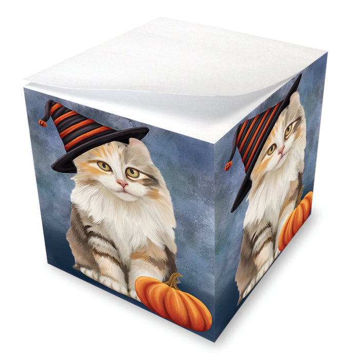 Happy Halloween American Curl Cat Wearing Witch Hat with Pumpkin Note Cube NOC56499