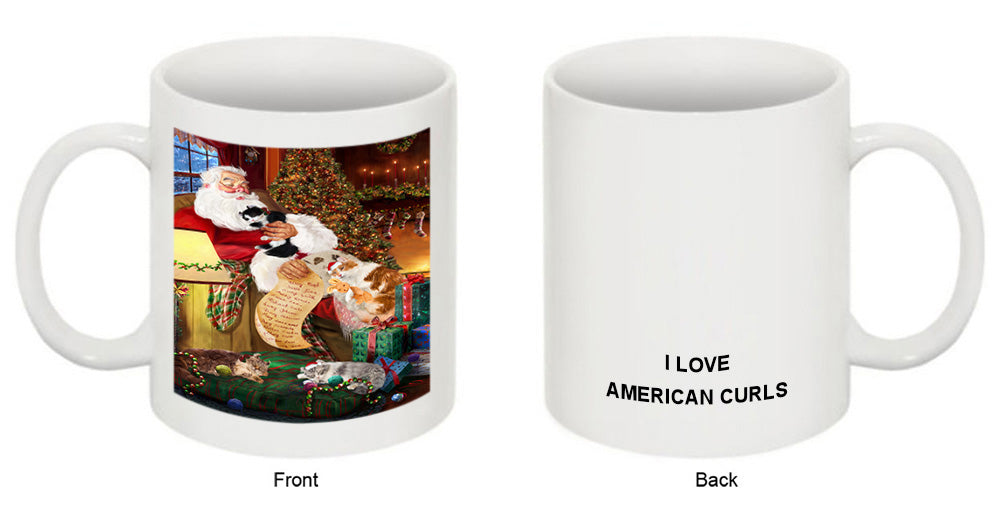 American Curl Cats and Kittens Sleeping with Santa  Coffee Mug MUG49782