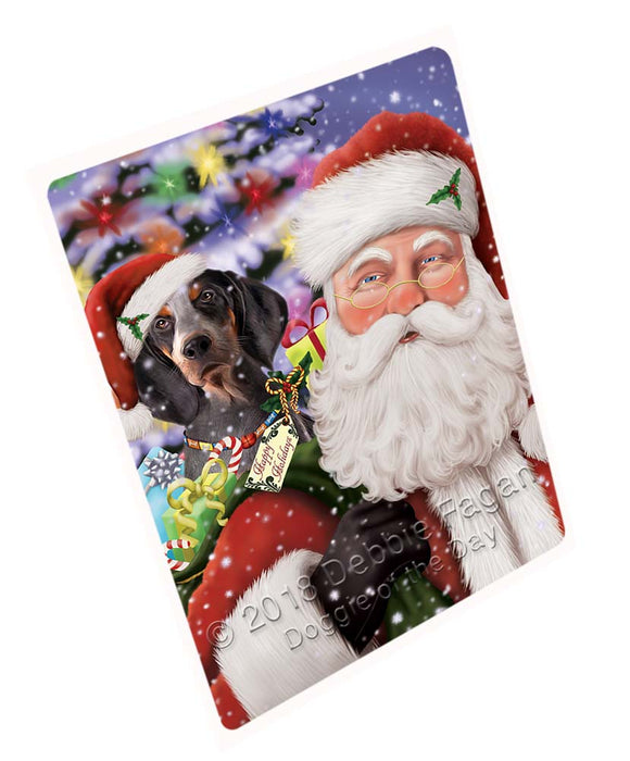 Santa Carrying American English Coonhound Dog and Christmas Presents Magnet MAG71577 (Small 5.5" x 4.25")
