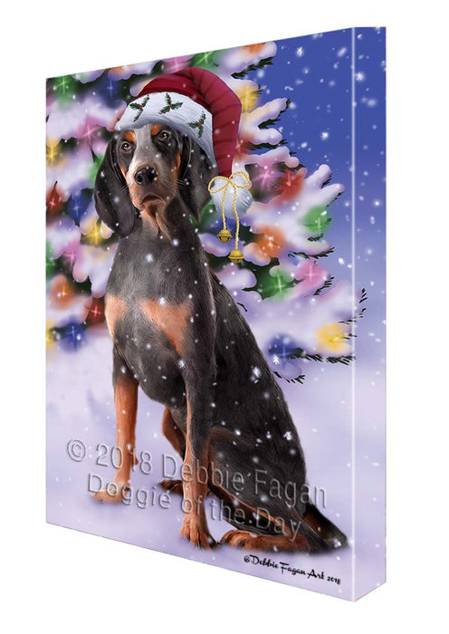 Winterland Wonderland American English Coonhound Dog In Christmas Holiday Scenic Background Canvas Print Wall Art Décor CVS121049