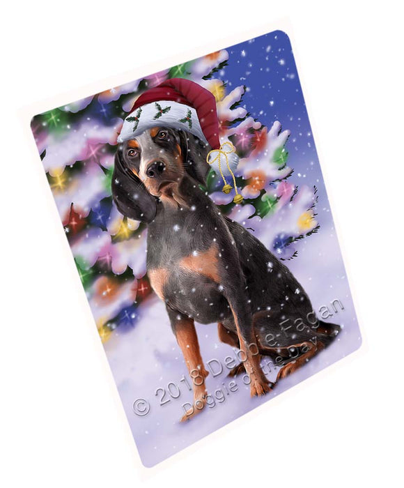 Winterland Wonderland American English Coonhound Dog In Christmas Holiday Scenic Background Large Refrigerator / Dishwasher Magnet RMAG96348