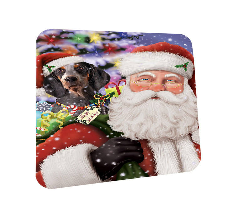 Santa Carrying American English Coonhound Dog and Christmas Presents Coasters Set of 4 CST55438