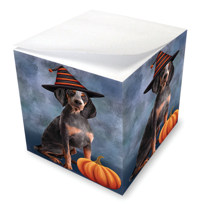 Happy Halloween American English Coonhound Dog Wearing Witch Hat with Pumpkin Note Cube NOC56500