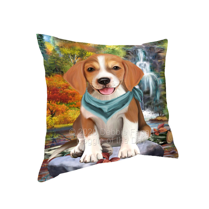Scenic Waterfall American English Foxhound Dog Pillow with Top Quality High-Resolution Images - Ultra Soft Pet Pillows for Sleeping - Reversible & Comfort - Ideal Gift for Dog Lover - Cushion for Sofa Couch Bed - 100% Polyester, PILA92665