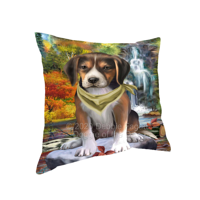 Scenic Waterfall American English Foxhound Dog Pillow with Top Quality High-Resolution Images - Ultra Soft Pet Pillows for Sleeping - Reversible & Comfort - Ideal Gift for Dog Lover - Cushion for Sofa Couch Bed - 100% Polyester, PILA92668