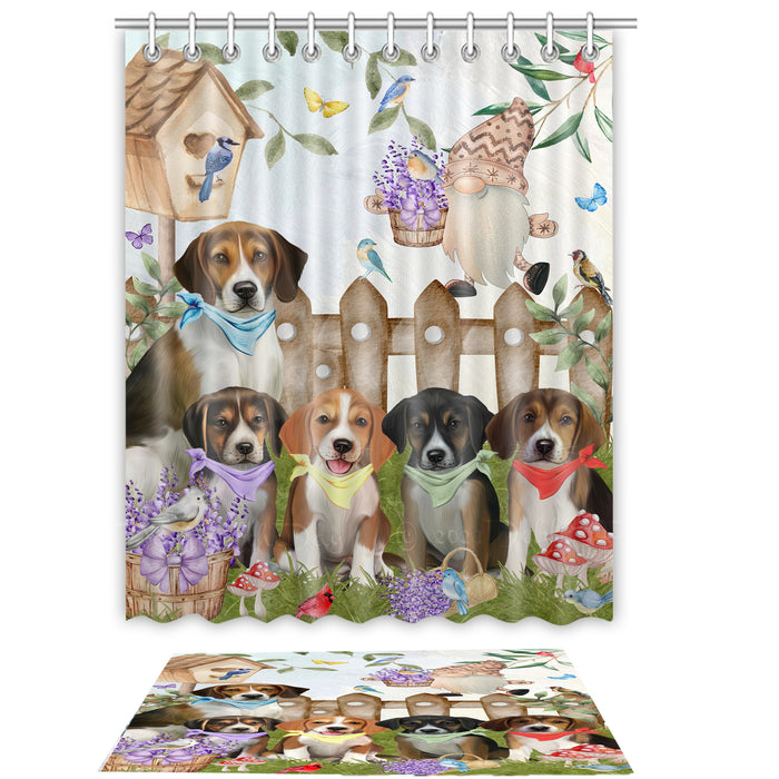 American English Foxhound Shower Curtain & Bath Mat Set - Explore a Variety of Personalized Designs - Custom Rug and Curtains with hooks for Bathroom Decor - Pet and Dog Lovers Gift