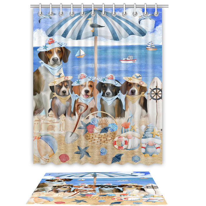 American English Foxhound Shower Curtain with Bath Mat Combo: Curtains with hooks and Rug Set Bathroom Decor, Custom, Explore a Variety of Designs, Personalized, Pet Gift for Dog Lovers