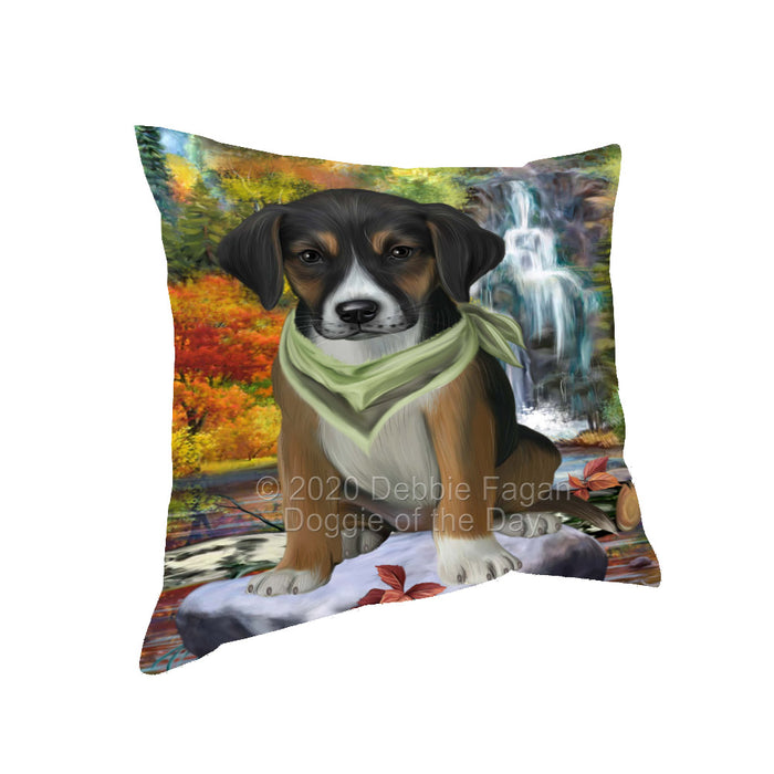 Scenic Waterfall American English Foxhound Dog Pillow with Top Quality High-Resolution Images - Ultra Soft Pet Pillows for Sleeping - Reversible & Comfort - Ideal Gift for Dog Lover - Cushion for Sofa Couch Bed - 100% Polyester, PILA92662