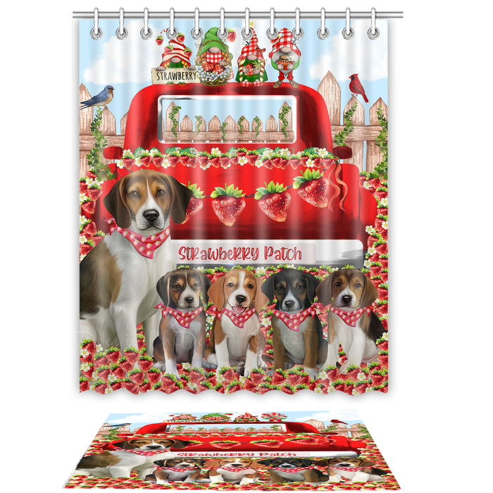 American English Foxhound Shower Curtain & Bath Mat Set, Bathroom Decor Curtains with hooks and Rug, Explore a Variety of Designs, Personalized, Custom, Dog Lover's Gifts
