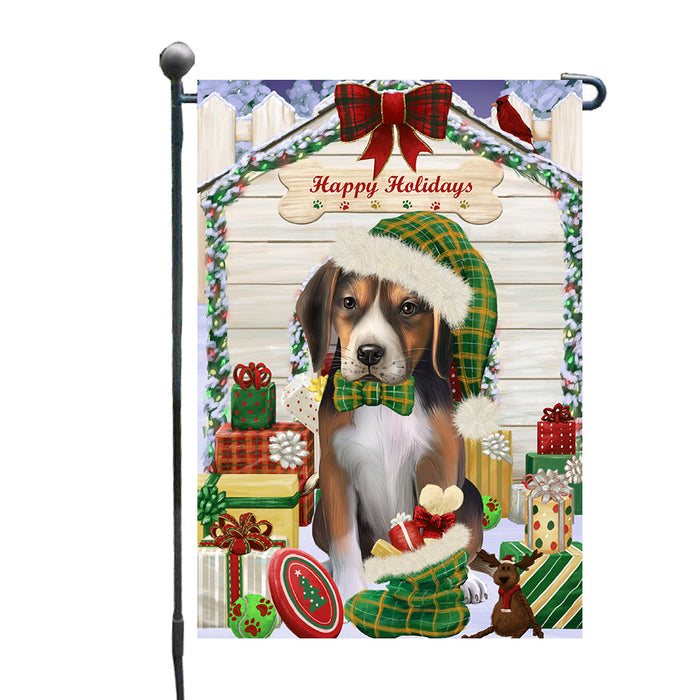 Christmas House with Presents American English Foxhound Dog Garden Flags Outdoor Decor for Homes and Gardens Double Sided Garden Yard Spring Decorative Vertical Home Flags Garden Porch Lawn Flag for Decorations GFLG68056
