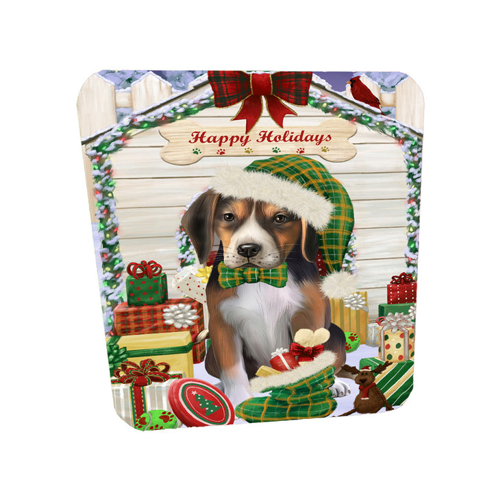 Christmas House with Presents American English Foxhound Dog Coasters Set of 4 CSTA58361