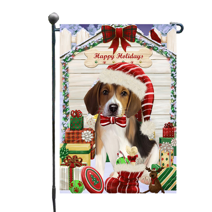 Christmas House with Presents American English Foxhound Dog Garden Flags Outdoor Decor for Homes and Gardens Double Sided Garden Yard Spring Decorative Vertical Home Flags Garden Porch Lawn Flag for Decorations GFLG68059