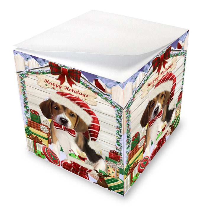 Christmas House with Presents American English Foxhound Dog Note Cube NOC-DOTD-A57405