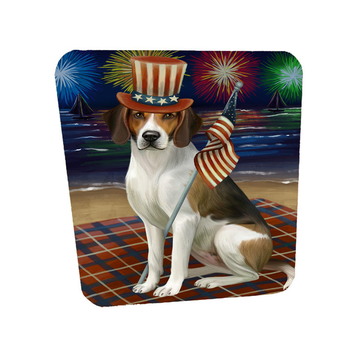 4th of July Independence Day Firework American English Foxhound Dog Coasters Set of 4 CSTA58055