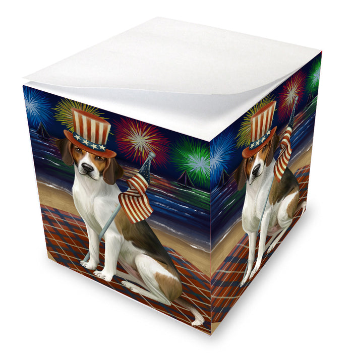 4th of July Independence Day Firework American English Foxhound Dog Note Cube NOC-DOTD-A57096