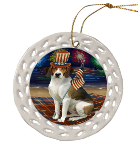 4th of July Independence Day Firework American English Foxhound Dog Doily Ornament DPOR58467