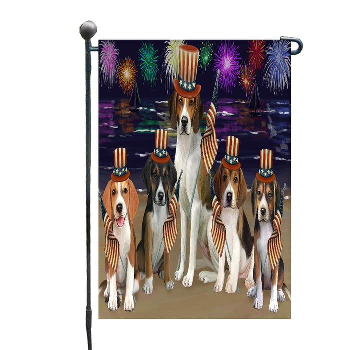 4th of July Independence Day Firework American English Foxhound Dogs Garden Flags Outdoor Decor for Homes and Gardens Double Sided Garden Yard Spring Decorative Vertical Home Flags Garden Porch Lawn Flag for Decorations