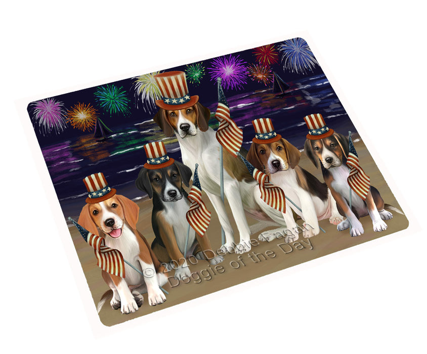 4th of July Independence Day Firework American English Foxhound Dogs Cutting Board - For Kitchen - Scratch & Stain Resistant - Designed To Stay In Place - Easy To Clean By Hand - Perfect for Chopping Meats, Vegetables