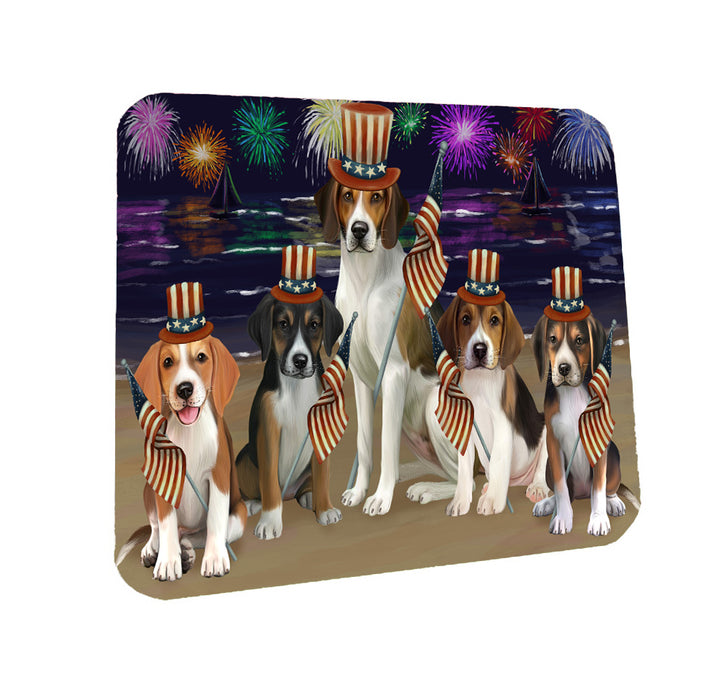 4th of July Independence Day Firework American English Foxhound Dogs Coasters Set of 4 CSTA58047