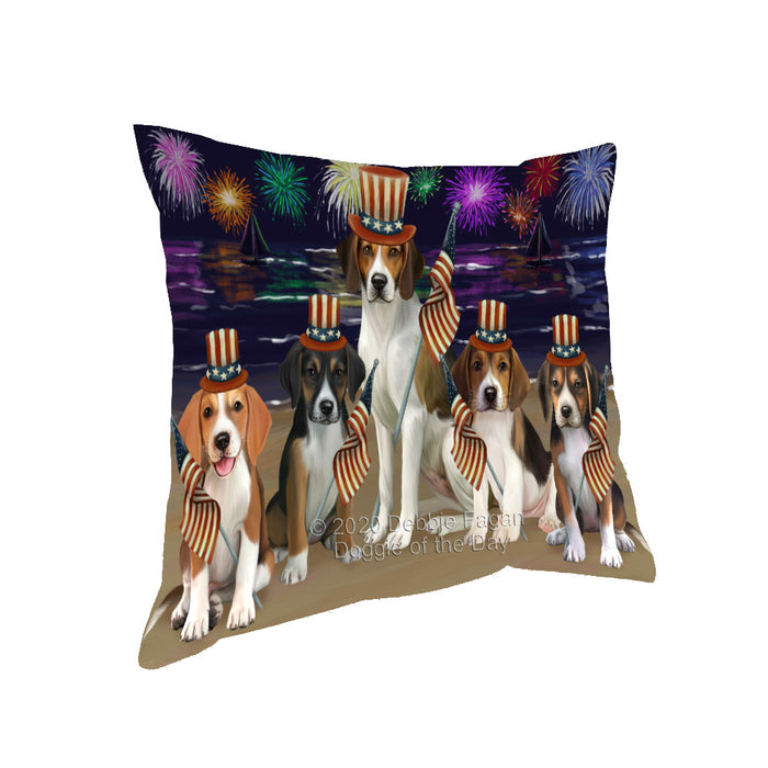 4th of July Independence Day Firework American English Foxhound Dogs Pillow with Top Quality High-Resolution Images - Ultra Soft Pet Pillows for Sleeping - Reversible & Comfort - Ideal Gift for Dog Lover - Cushion for Sofa Couch Bed - 100% Polyester