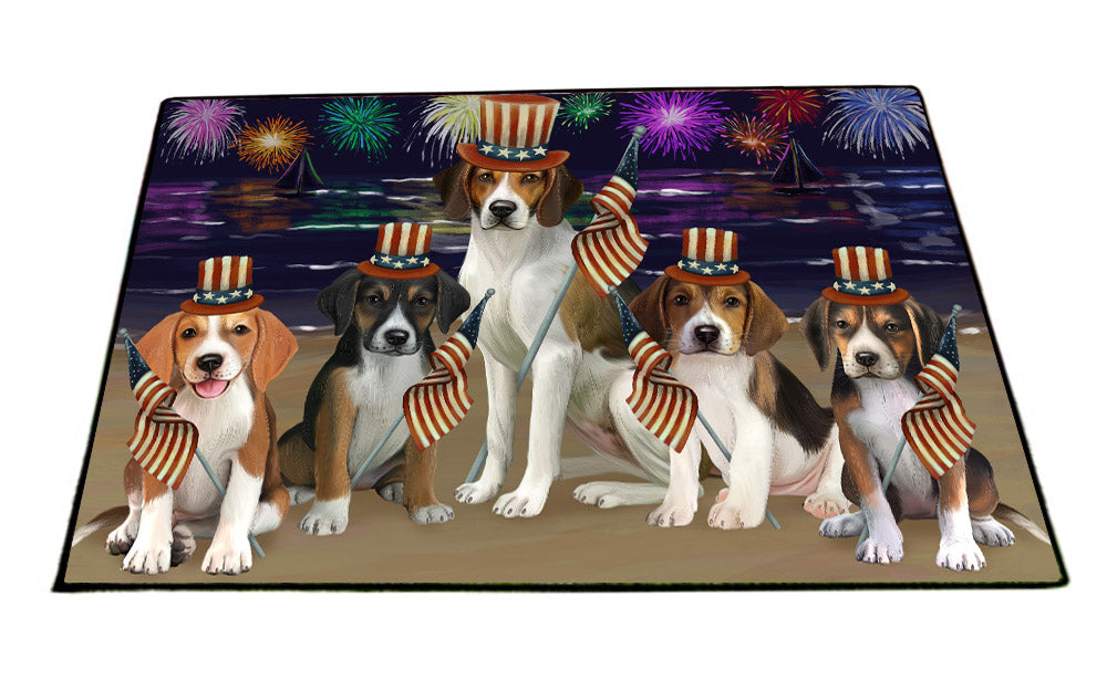 4th of July Independence Day Firework American English Foxhound Dogs Floormat FLMS55429
