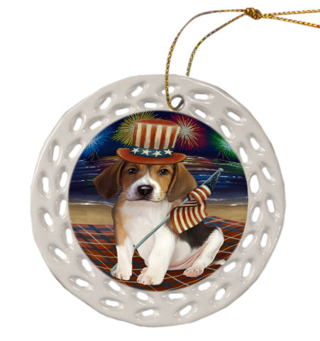 4th of July Independence Day Firework American English Foxhound Dog Doily Ornament DPOR58469