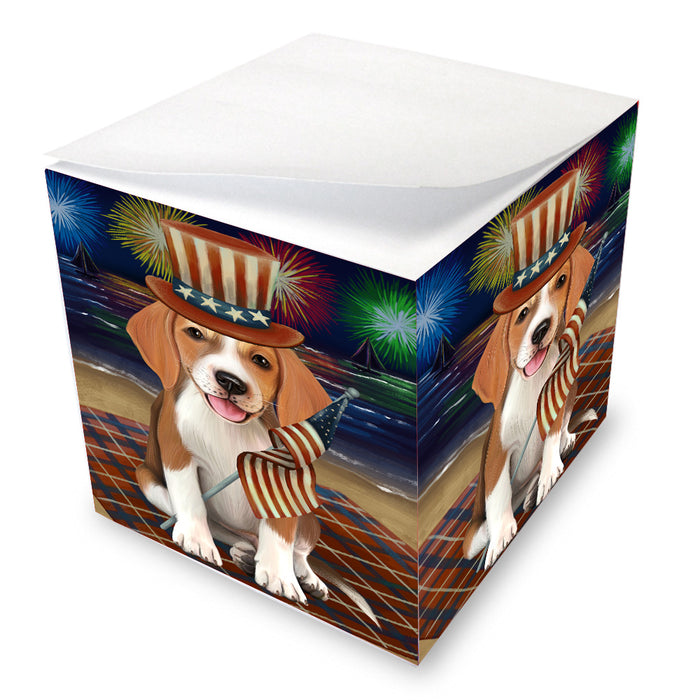 4th of July Independence Day Firework American English Foxhound Dog Note Cube NOC-DOTD-A57099