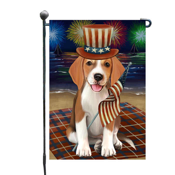 4th of July Independence Day Firework American English Foxhound Dog Garden Flags Outdoor Decor for Homes and Gardens Double Sided Garden Yard Spring Decorative Vertical Home Flags Garden Porch Lawn Flag for Decorations GFLG67688