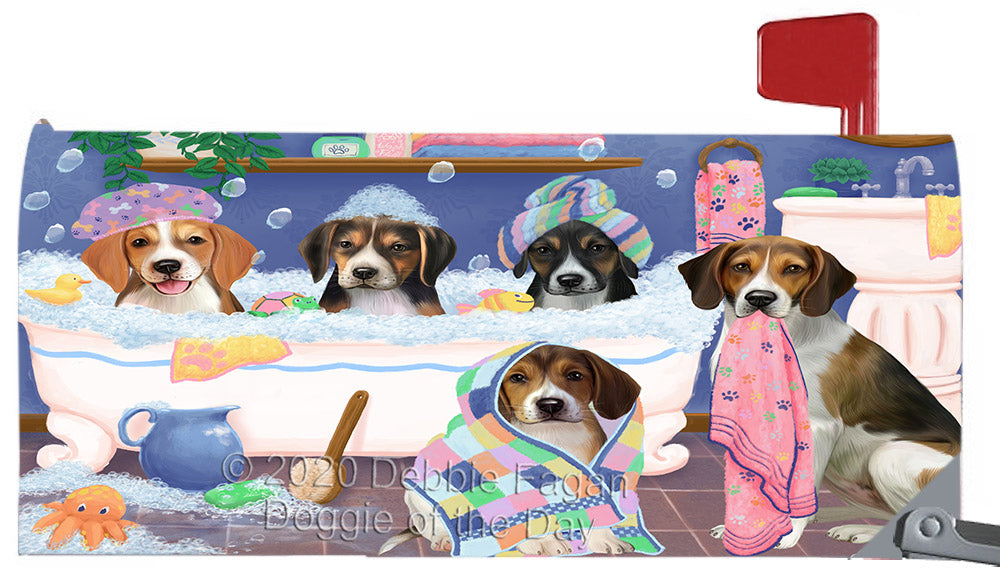 Rub A Dub Dogs In A Tub American English Foxhound Dog Magnetic Mailbox Cover Both Sides Pet Theme Printed Decorative Letter Box Wrap Case Postbox Thick Magnetic Vinyl Material