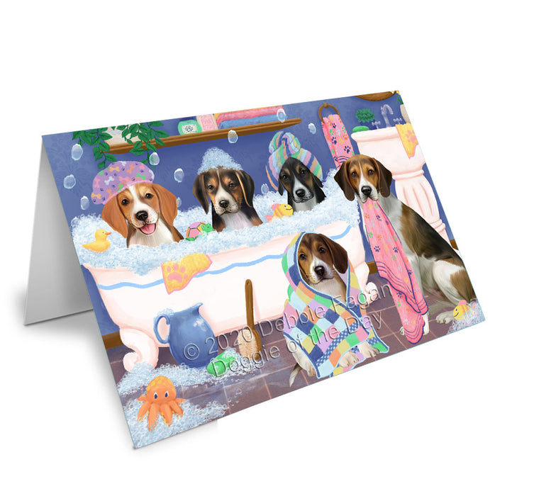 Rub a Dub Dogs in a Tub American English Foxhound Dogs Handmade Artwork Assorted Pets Greeting Cards and Note Cards with Envelopes for All Occasions and Holiday Seasons