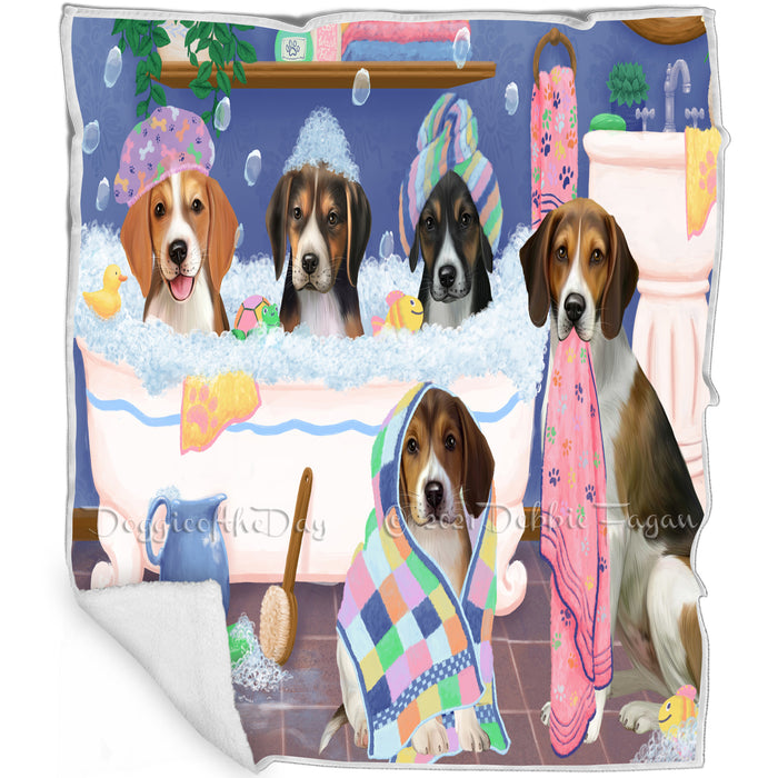 Rub A Dub Dogs In A Tub American English Foxhound Dogs Blanket BLNKT142962