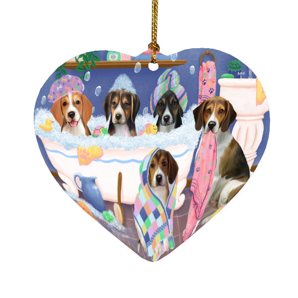 Rub a Dub Dogs in a Tub American English Foxhound Dogs Heart Christmas Ornament HPORA59045