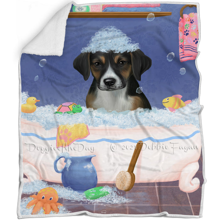 Rub A Dub Dog In A Tub American English Foxhound Dog Blanket BLNKT142981