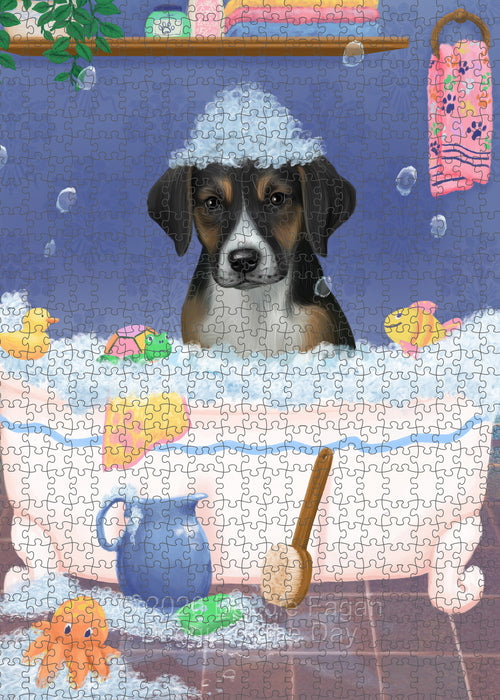 Rub a Dub Dogs in a Tub American English Foxhound Dog Portrait Jigsaw Puzzle for Adults Animal Interlocking Puzzle Game Unique Gift for Dog Lover's with Metal Tin Box PZL601