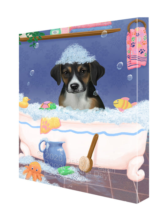 Rub a Dub Dogs in a Tub American English Foxhound Dog Canvas Wall Art - Premium Quality Ready to Hang Room Decor Wall Art Canvas - Unique Animal Printed Digital Painting for Decoration CVS306