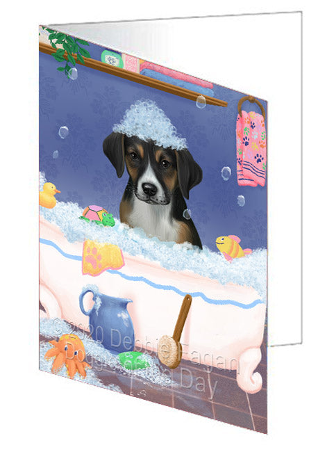 Rub a Dub Dogs in a Tub American English Foxhound Dog Handmade Artwork Assorted Pets Greeting Cards and Note Cards with Envelopes for All Occasions and Holiday Seasons