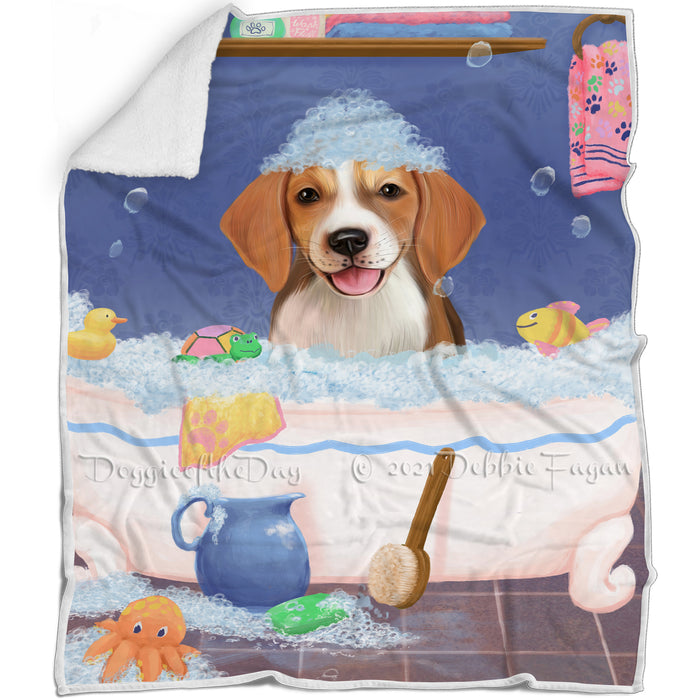 Rub A Dub Dog In A Tub American English Foxhound Dog Blanket BLNKT142982