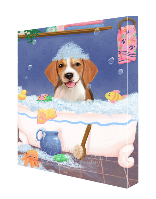 Rub a Dub Dogs in a Tub American English Foxhound Dog Canvas Wall Art - Premium Quality Ready to Hang Room Decor Wall Art Canvas - Unique Animal Printed Digital Painting for Decoration CVS307