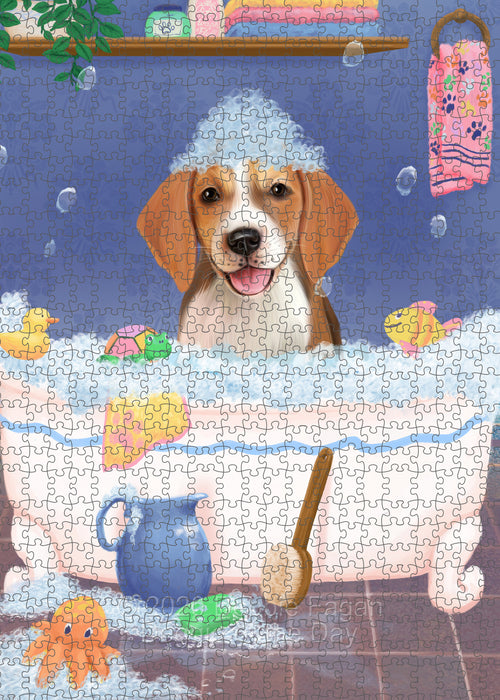 Rub a Dub Dogs in a Tub American English Foxhound Dog Portrait Jigsaw Puzzle for Adults Animal Interlocking Puzzle Game Unique Gift for Dog Lover's with Metal Tin Box PZL602