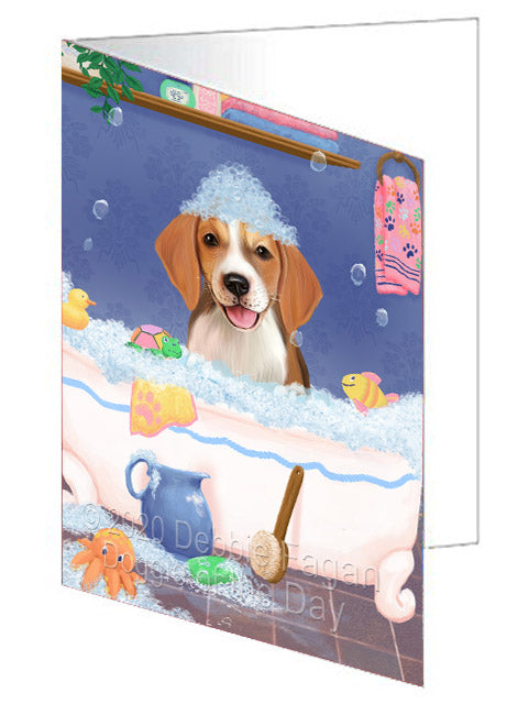 Rub a Dub Dogs in a Tub American English Foxhound Dog Handmade Artwork Assorted Pets Greeting Cards and Note Cards with Envelopes for All Occasions and Holiday Seasons