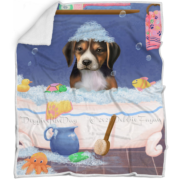 Rub A Dub Dog In A Tub American English Foxhound Dog Blanket BLNKT142983