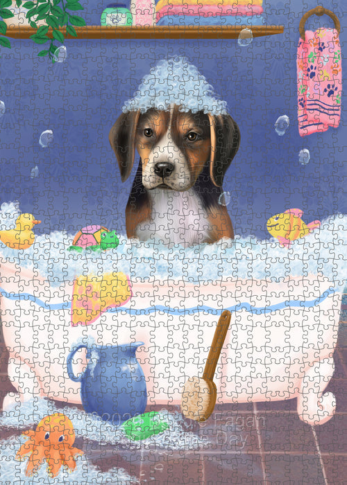 Rub a Dub Dogs in a Tub American English Foxhound Dog Portrait Jigsaw Puzzle for Adults Animal Interlocking Puzzle Game Unique Gift for Dog Lover's with Metal Tin Box PZL603