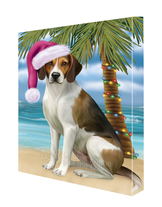 Christmas Summertime Island Tropical Beach American English Foxhound Dog Canvas Wall Art - Premium Quality Ready to Hang Room Decor Wall Art Canvas - Unique Animal Printed Digital Painting for Decoration CVS399