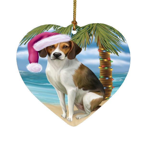 Christmas Summertime Island Tropical Beach American English Foxhound Dog Heart Christmas Ornament HPORA59170