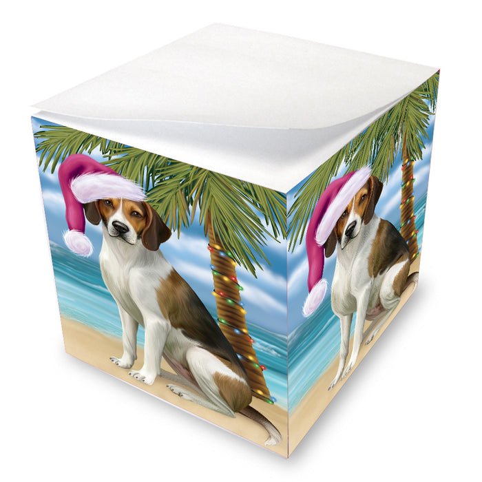 Christmas Summertime Island Tropical Beach American English Foxhound Dog Note Cube NOC-DOTD-A57450