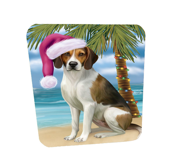 Christmas Summertime Island Tropical Beach American English Foxhound Dog Coasters Set of 4 CSTA58409