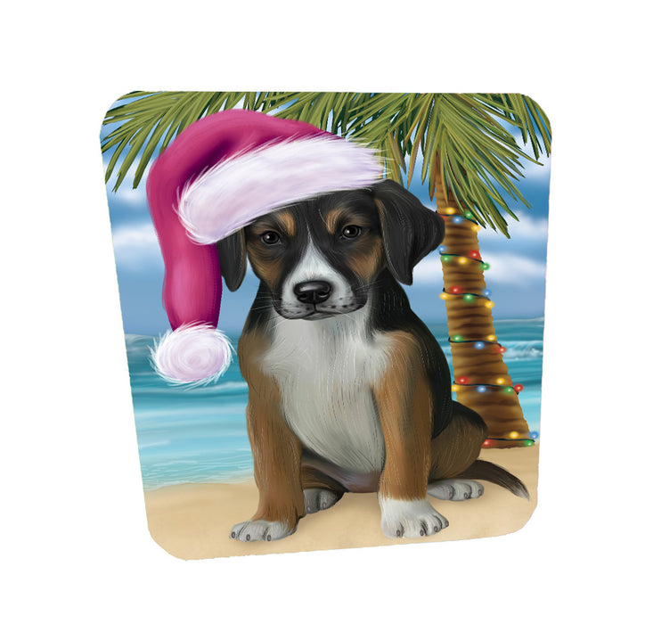 Christmas Summertime Island Tropical Beach American English Foxhound Dog Coasters Set of 4 CSTA58412
