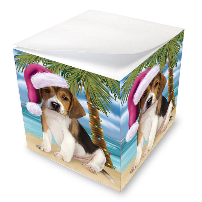 Christmas Summertime Island Tropical Beach American English Foxhound Dog Note Cube NOC-DOTD-A57451