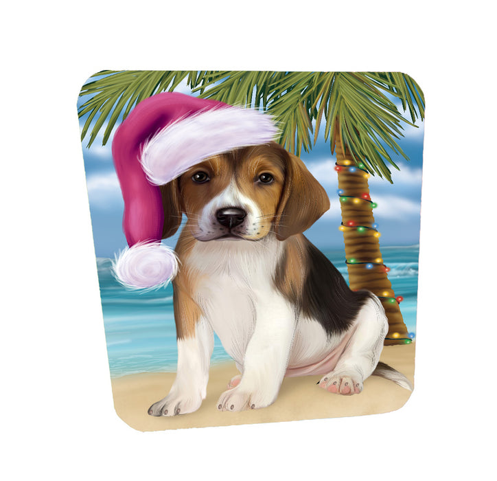 Christmas Summertime Island Tropical Beach American English Foxhound Dog Coasters Set of 4 CSTA58410